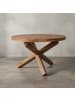 KADIMA DESIGN Runder Massivholz Esstisch, 120 cm, Kreuzbeine, handgefertigt in Braun