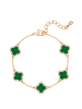 Lulu & Jane Armband Kleeblatt aus Messing mit Zirkonia in gelbgold