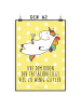 Mr. & Mrs. Panda Poster Einhorn Blümchentail mit Spruch in Gelb Pastell