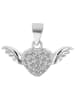 Adeliás Damen Anhänger – Flügel Herzanhänger aus 925 Silber mit Zirkonia in silber