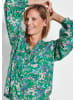 GOLDNER Kurzgröße:  Florale Viskosebluse Langarm in grün / gemustert