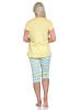 NORMANN er Capri Schlafanzug kurzarm Pyjama Hose geringelt - 73756 in gelb