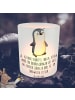 Mr. & Mrs. Panda Windlicht aus Glas Pinguin Tourette mit Spruch in Transparent