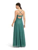 Vera Mont Abendkleid mit Wasserfallausschnitt in Green/Silver