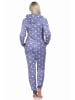 NORMANN Jumpsuit Schlafanzug Overall Coralfleece Tupfen Punkte - 76722 in blau