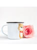Mr. & Mrs. Panda XL Emaille Tasse Hund Glück ohne Spruch in Weiß