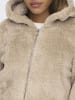 ONLY Jacke Teddyfell Kapuze Kurz Reißverschluss in Beige-2