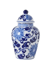 Beliani Vase mit Deckel CUENCA in Weiß/Blau - (W) 18 x (H) 36 x (L) 18 cm