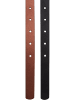 Urban Classics Urban Classics Slim Synthetic Velour Leather Belt 2-Pack in black/silver+brown/gold