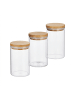 relaxdays 3x Vorratsdosen in Natur - 800 ml