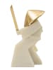 Mauro Ferretti Samurai-Figur aus beigefarbenem und goldfarbenem Kunstharz, 14 x 9 x 24,5 cm
