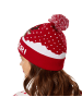 tectake Gestrickte Weihnachtsmütze mit Bommel, rot