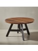 KADIMA DESIGN Couchtisch 60x60x35 cm Massivholz / Metall Sofatisch Rund