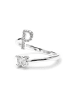 Luxenter Ring mit funkelnden Zirkonia-Steinen, silberfarben – Alphabet