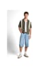 TOM TAILOR Denim Polo in faded green white colorblock