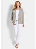 GOLDNER Kurzgröße:  Cardigan Strickjacke mit Strickbandblende in stein