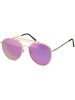 styleBREAKER Piloten Sonnenbrille in Gold / Pink verspiegelt