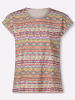 Sieh an! Rundhals-Shirt in zitrone-lila-bedruckt