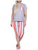 NORMANN Pyjama Schlafanzug T-Shirt Capri Hose und Design - 79885 in grau