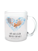 Mr. & Mrs. Panda Kaffeebecher Mäuse Herz mit Spruch in Transparent