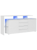 ABRIHOME Sideboard in Weiß mit LED Beleuchtung und Hochglanzfront 160x35 cm