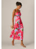 Adrianna Papell Mittellanges Sommerkleid Floral Crepe Ankle Dress in Blue/Pink Multi