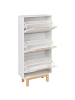 Beliani Schuhschrank SANDFLY in Weiß/Braun - (W) 60 x (H) 128 x (L) 24 cm