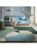 KADIMA DESIGN Eleganter Wohnzimmer-Teppich aus 100% Wolle in Grün-Blau