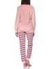 NORMANN Frottee Schlafanzug langarm Bündchen Streifenoptik in rosa