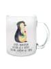 Mr. & Mrs. Panda Teetasse Pinguin Blumen mit Spruch in Transparent