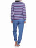 NORMANN Frottee Schlafanzug Bündchen Streifendesign - 76938 in blau-melange