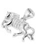 Adeliás Damen Anhänger – Pferd Anhänger aus 925 Silber mit Zirkonia in silber
