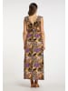 faina Damen Maxikleid Mit Allover-Print in Orange Mehrfarbig