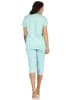 NORMANN Capri Schlafanzug Pyjama kurzarm Blümchen Design - 62801 in mint