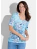 GOLDNER Kurzgröße:  Shirt in blau / weiß / türkis / gemustert