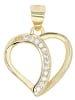 Adeliás Damen Anhänger – Herz Gravuranhänger aus 925 Silber mit Zirkonia in gold