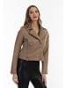 faina Damen Bikerjacke Aus Kunstleder in Beige Creme