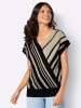 Sieh an! V-Pullover in schwarz-sand-gemustert