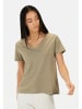 Camel Active T-Shirt mit V-Ausschnitt aus reiner Baumwolle in Grün