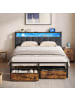 VASAGLE Bettgestell in Schwarz-Braun - (B)160.5 x (H)104.5 x (T)218.3 cm
