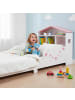 relaxdays Kinderbett "Hausform" in Weiß/ Rosa - 70 x 140 cm