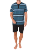 NORMANN Kurzarm Schlafanzug Pyjama Shorty Streifen in blau