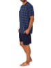 NORMANN kurzarm Schlafanzug Shorty Pyjama karierten Oberteil - 71932 in blau-melange