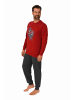 NORMANN Schlafanzug Pyjama langarm Bündchen - 70565 in rot