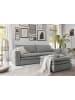 Furn.Design Sofa-Set hellgrau Cord, Couch 3-Sitzer mit Bettfunktion inklusive Hocker