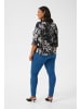 KAFFE curve Kurzarm-Bluse KCmona A-shape in Black/White Painted Flower