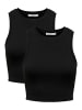 ONLY Cropped Tank Top 2-er Stück Pack Kurzes Basic Set ONLVILMA in Schwarz-2