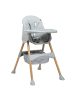 BeBelissimo 2 in 1, Kinderhochstuhl, Babystuhl, Kombihochstuhl -Woodie in Grau