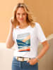 Sieh an! Kurzarm-Shirt in weiß-apricot