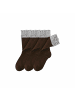 MUNADUNA 3er-Pack Seidene Spitzen-Bambusbaumwoll-Socken in Braun